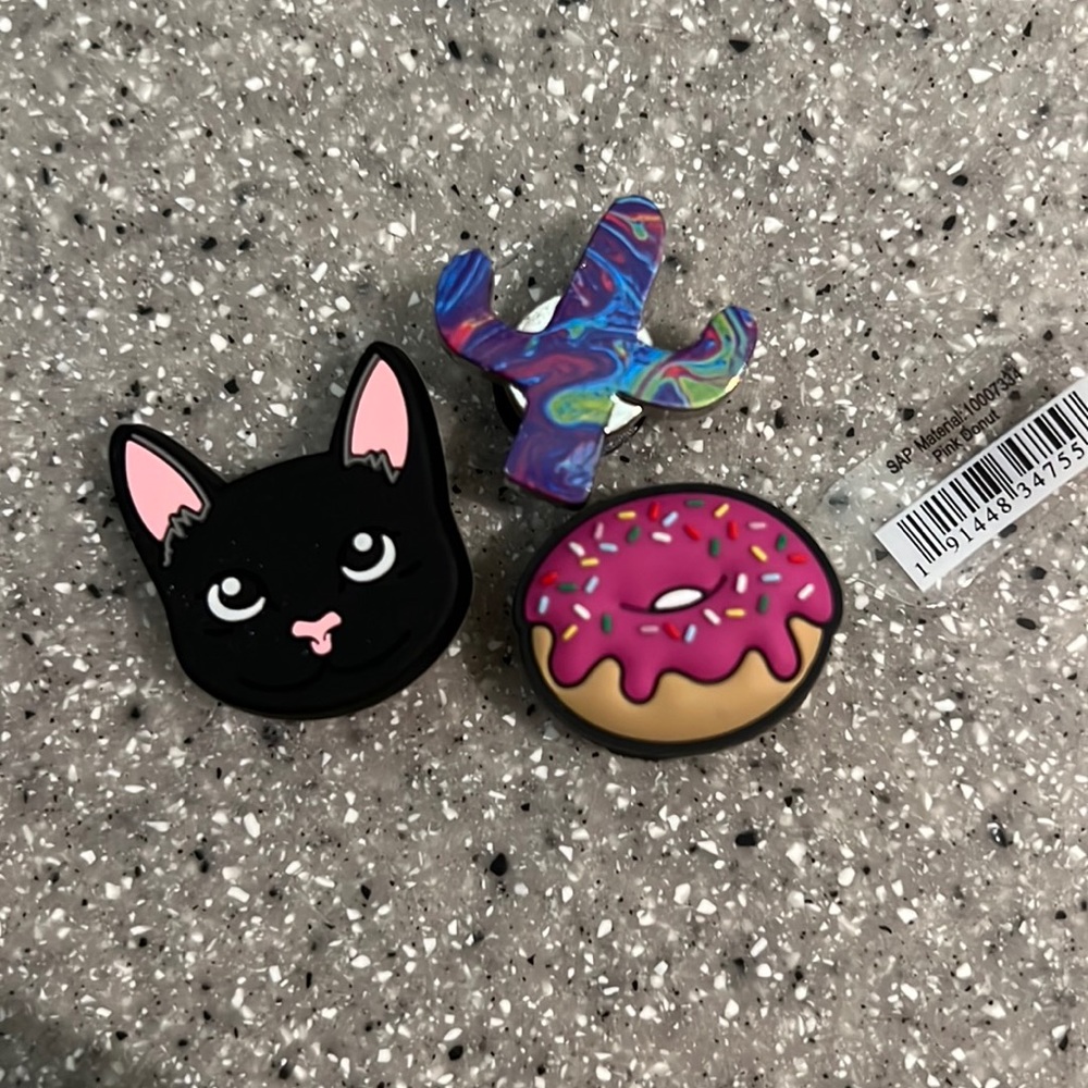 Girls Croc Charms x 3 Donut Cat Cactus